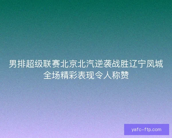 男排超级联赛北京北汽逆袭战胜辽宁凤城全场精彩表现令人称赞