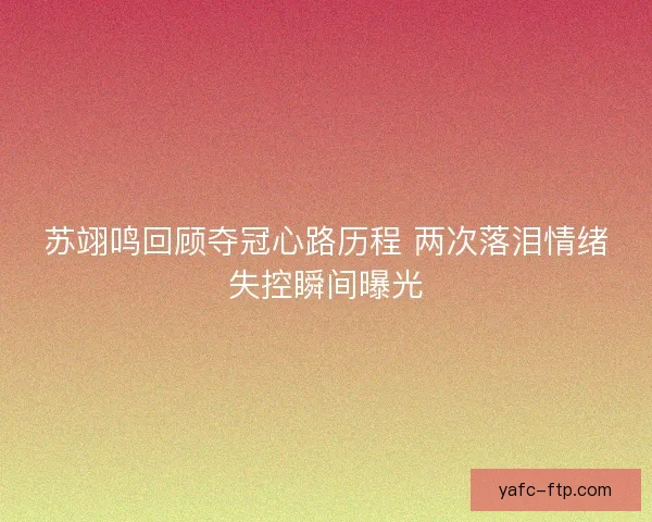 苏翊鸣回顾夺冠心路历程 两次落泪情绪失控瞬间曝光